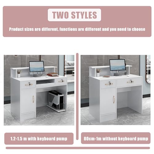 HSHBDDM Modern Reception Desk with Display Shelf & Drawers 120x50x100cm