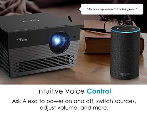 Optoma UHL55 True 4K HDR LED Smart Projector, 1500 lumens, Works with Alexa and Google Assistant, for Home Theaters and Outdoors, AutoFocus, Bluetooth Wireless Speaker