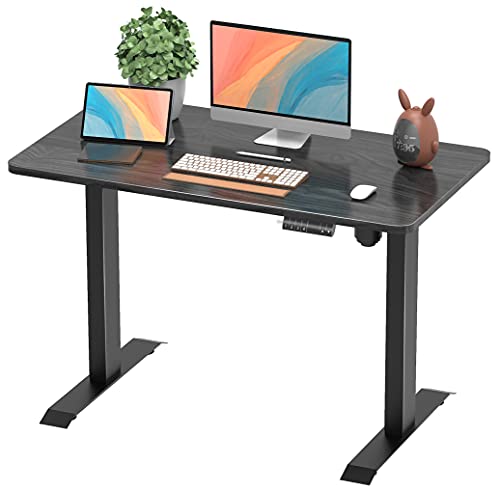 Furmax Electric Adjustable Height Desk Office Computer Sit Stand Home Workstation T-Shaped Metal Frame with 44 x 24 Inches Wood Tabletop (Black)