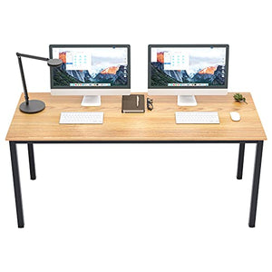 DlandHome 63 inches X-Large Computer Desk, Composite Wood Board, Decent and Steady Home Office Desk/Workstation/Table, BS1-160TB Teak and Black Legs, 1 Pack