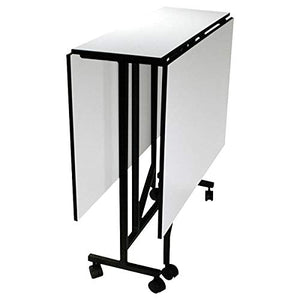 Rolling Mobile Hobby Table with Sturdy Lightweight Metal Frame and Locking Casters Foldable Great Portable Workstation Perfect Platform to Work On Crafting Sewing and Quilting Projects Space Saving