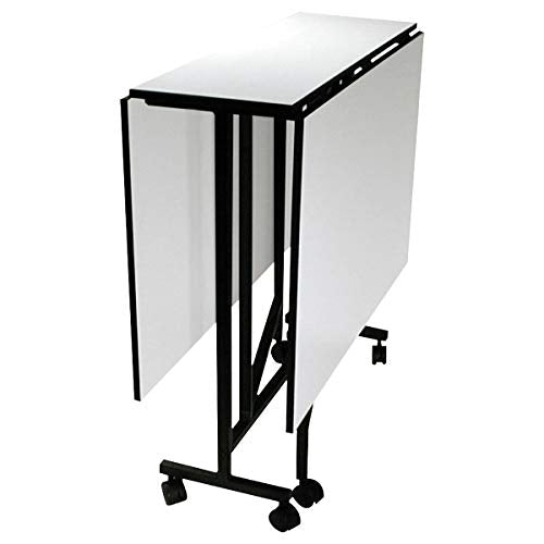 Rolling Mobile Hobby Table with Sturdy Lightweight Metal Frame and Locking Casters Foldable Great Portable Workstation Perfect Platform to Work On Crafting Sewing and Quilting Projects Space Saving