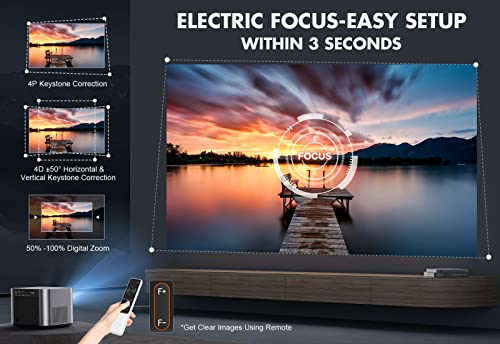 VIZONY FHD 1080P Projector 4K Support, 800ANSI 5G WiFi Bluetooth Outdoor Home Movie Projector