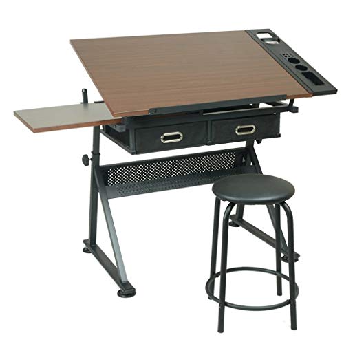 Lgan Tiltable Drawing Table, Adjustable Art Desk, with Storage Craft Table, Drafting Table Maple Panel, Child Adult Drawing Desk