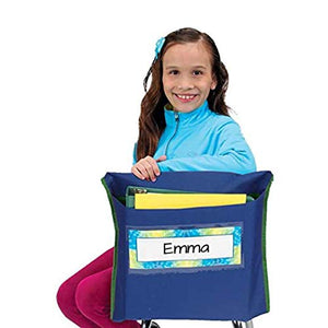 Really Good Stuff Store More Deep-Pocket Chair Pockets -Set of 36 – Classroom Chair Organizer with Name Tag Keeps Students Organized and Classrooms Neat - Navy