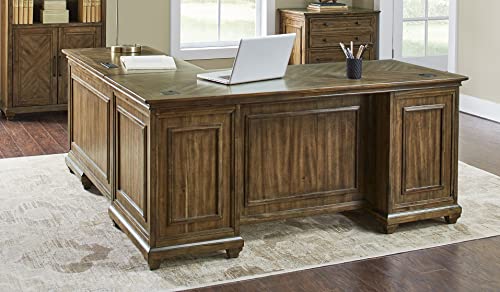 Martin Furniture Traditional Wood Writing Table, Office Corner Return Desk - Brown