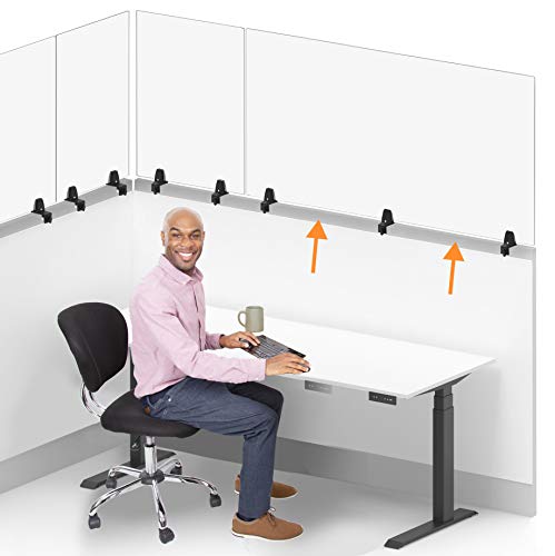Stand Steady Clear Cubicle Wall Extender | Single 60 in x 30 in Panel | Clamp On Acrylic Shield & Sneeze Guard | Portable Desk Divider for Desk Walls & Cubicles | for Offices, Libraries & More