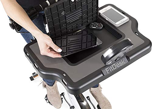 FitDesk Bike Desk 3.0 - Fully Adjustable Folding Stationary Exercise Bicycle Machine with Massage Bar & Work Out Bands - Magnetic Cycle for Indoor Use - with Built-in Tablet Holder for Home & Office