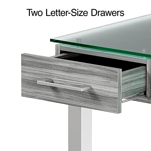 Union & Scale Un56948 Prestige 47 Glass Writing Desk, Gray (Un56948)