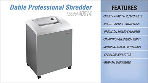 Dahle 40514 Cross Cut Paper Shredder with SmartPower Energy Management, 20 Sheet Capacity, Shreds CDs, Staples, Credit Cards - Security Level P-4