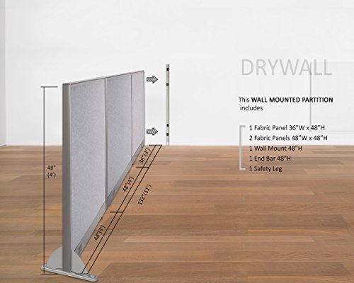 GOF Wall Mounted Office Partition, Large Fabric Room Divider Panel - 132" W x 48" H