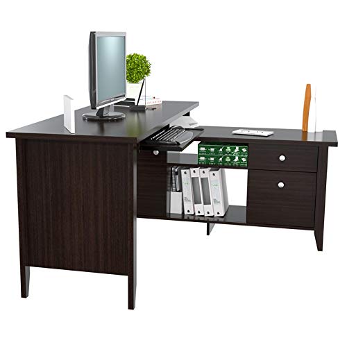 Inval ET-4315 L Shaped Computer Writing Desk, Brown