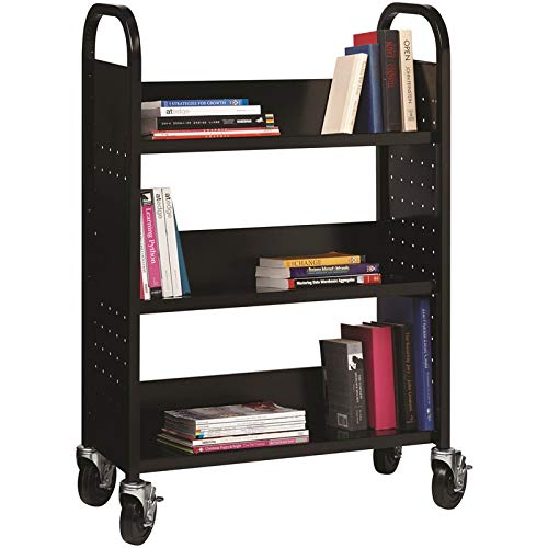 Hirsh Industries Single Sided Book Cart - Black 21789