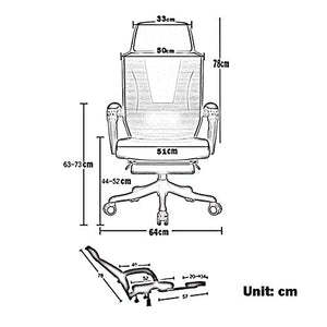 None Ergonomic Mesh Fabric Chair with Adjustable Headrest and Footrest - White Frame/Black Mesh
