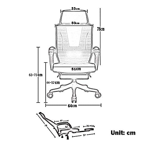 Ergonomic Mesh Fabric Chair with Adjustable Headrest and Footrest - White Frame/Black Mesh