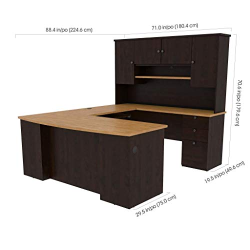 Bestar Manhattan U-Shaped Workstation, Secret Maple/Chocolate