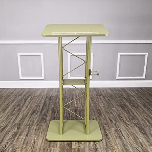 FixtureDisplays Light Green Gold Curved Podium Truss Metal/Wood Pulpit Lectern 11568-GOLD