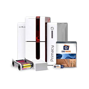 Evolis Primacy Single Sided ID Card Printer Machine & Supplies Bundle with Card Imaging Software (PM1H0000RS)