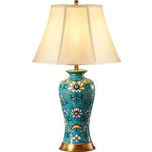 505 HZB Ceramic Desk Lamp, Living Room, American Bedroom, Bedside Lamp, Antique Study, European Style Full Copper Ceramic Lamp.
