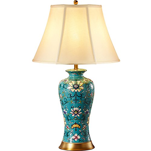 505 HZB Ceramic Desk Lamp, Living Room, American Bedroom, Bedside Lamp, Antique Study, European Style Full Copper Ceramic Lamp.