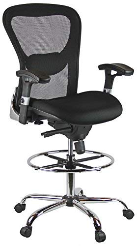 Harwick Deluxe Mesh Drafting Stool with Arms Black