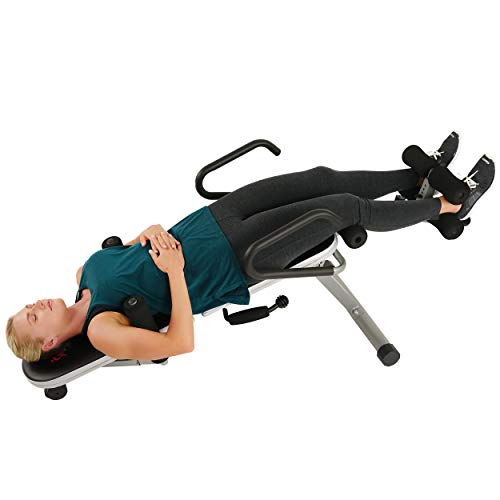 Sunny Health & Fitness Invert Extend N Go Back Stretcher Bench with 350lb High Weight Capacity and Adjustable Stretch and Height Settings , Black