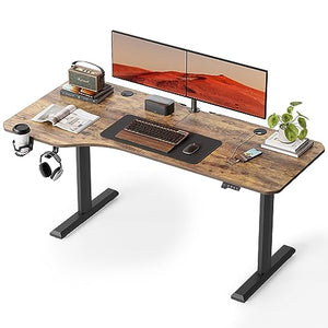 FEZIBO Electric Standing Desk, 63 x 24 Inches, Sit Stand Home Office Desk - Rusticbrown