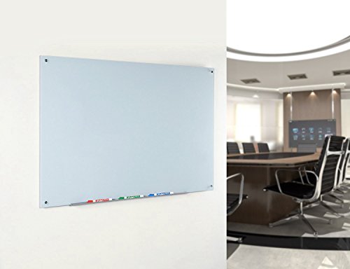 Audio-Visual Direct Magnetic White Glass Dry-Erase Board Set - 4' x 3' - Includes Magnets, Hardware & Marker Tray