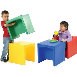 Constructive Playthings-MT-1156 Kids Multi-Use Cube Chair, Multicolor (Set of 4)