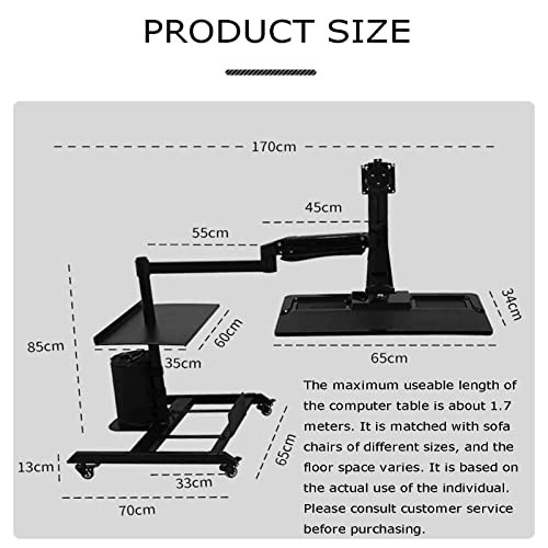 ASUMUI Rolling Laptop Workstation Stand Desk with Keyboard Tray, Adjustable Height