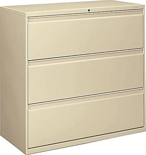 HON 893LL 800 Series Three-Drawer Lateral File Cabinet, 42" Putty