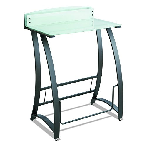 Safco Products 1941TG Xpressions Glass Top Stand-Up Computer Workstation Desk with Swinging Footrest Bar, Black Frame