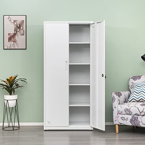 Generic High Storage Cabinet with 2 Doors and 4 Partitions - 5 Storage Spaces, Home/Office Design