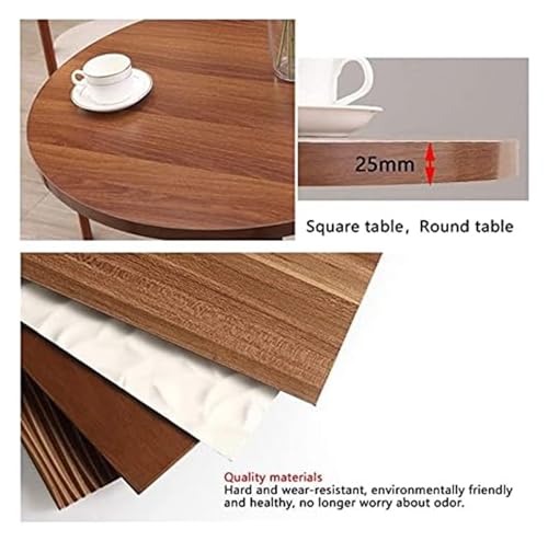 DioOnes Modern Minimalist Table Set with 1 Table and 4 Chairs (90cm Round Table, Cotton Linen Chair)