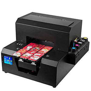Automatic LED UV Inkjet Printer, A4 Logo DIY Flatbed Digital Printer for Variety of Materials Like PC, PVC, Plastic,Acrylic, Ceramic, Wood,Glass, Metal,Phone Cases. (Black)