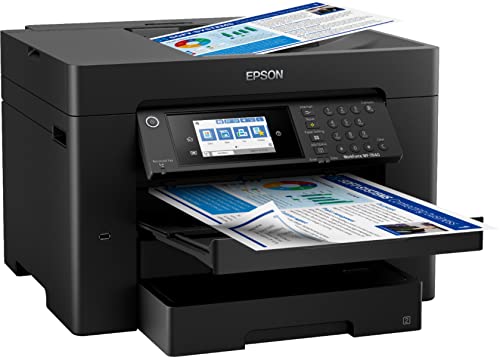 Epson Workforce Pro WF 78-Series Wireless All-in-One Inkjet Printer, Wide-Format Printing up to 13" x 19", Auto Duplex Print, Copy Scan Fax, Two 250-Sheet Trays, 50-Sheet ADF