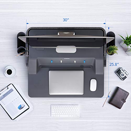 FlexiSpot Sit Stand Smart Workstation M6MG 30 inch Standing Desk Riser Height Adjustable Stand up Desk Home Office Desk Stand for Live Stream/Makeup/Photography/Video (Workstation Only)