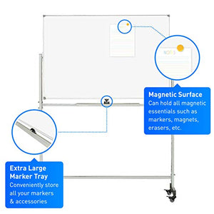 Rolling Whiteboard - 70" X 35"- Mobile Whiteboard Dry Erase Board & Double Sided with Stand- Rolling White Board on Wheels for School, Home, Office, Classroom, Homeschool