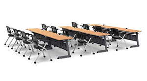 Team Tables 12 Person Folding Training Meeting Seminar Classroom Tables with Industrial Caster Z-Base