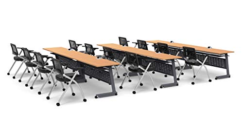 Team Tables 12 Person Folding Training Meeting Seminar Classroom Tables with Industrial Caster Z-Base
