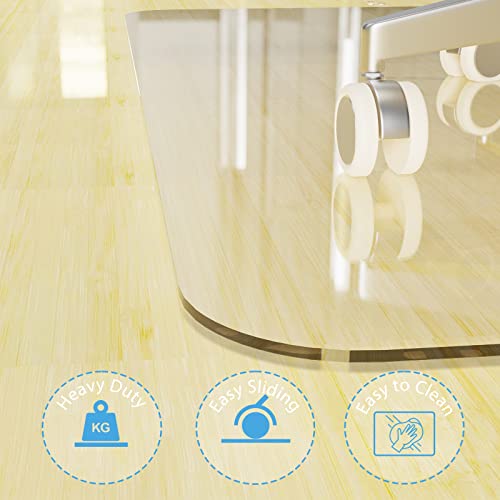 Gloppers Crystal Clear Glass Chair Mat, 48 X 60 Inch, Heavy Duty Tempered Glass - 1/5 Inch Thickness