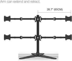 REPALY TV Cart Rolling TV Stand for 6 LCD Monitors 10"-27" - Adjustable Display Stand