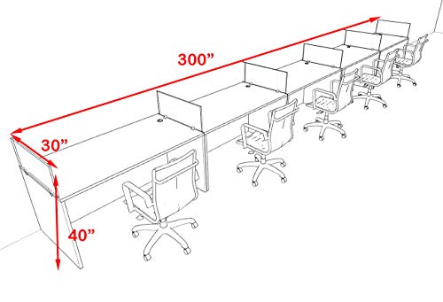 UTM Furniture Modern Acrylic Office Workstation Desk Set - Five Person, OF-CPN-SP13