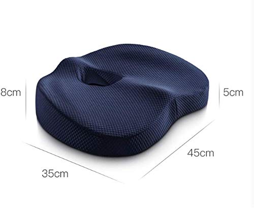 Memory Foam Seat Cushion for Office Chair & Wheelchair - Washable & Breathable Cover - Relieves Back Pain