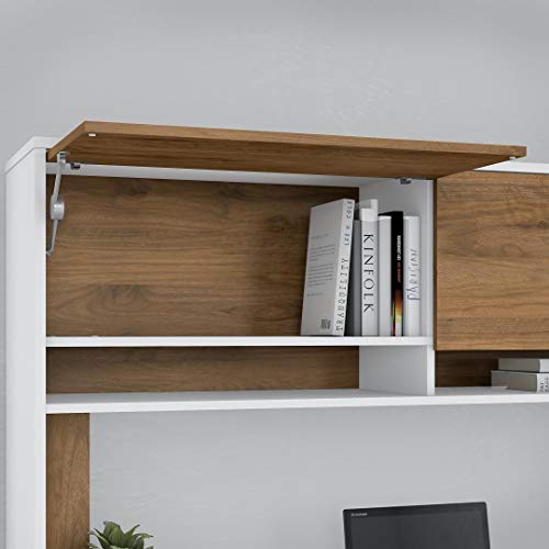 Bush Business Furniture Jamestown 61W Hutch for 72W Desk in White and Walnut