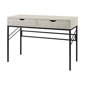 Walker Edison 2 Drawer Modern Wood and Metal Computer Writing Desk Home Office Workstation Small 44 Inch, Off White