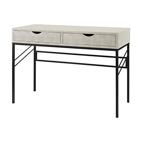 Walker Edison 2 Drawer Modern Wood and Metal Computer Writing Desk Home Office Workstation Small 44 Inch, Off White