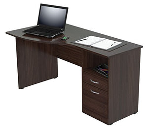 Inval America Curved Top Desk, Espresso-Wenge/Silver