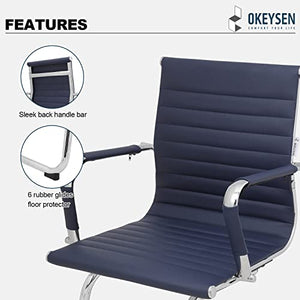 Okeysen Conference Room Chairs Set of 6 - Modern Office Guest Chairs with Mid Back & Sled Base