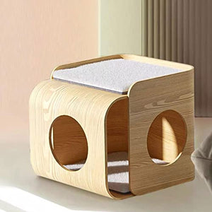 BinOxy Coffee Table with Cat Bed Cave - Multipurpose Wood End Table Side Table